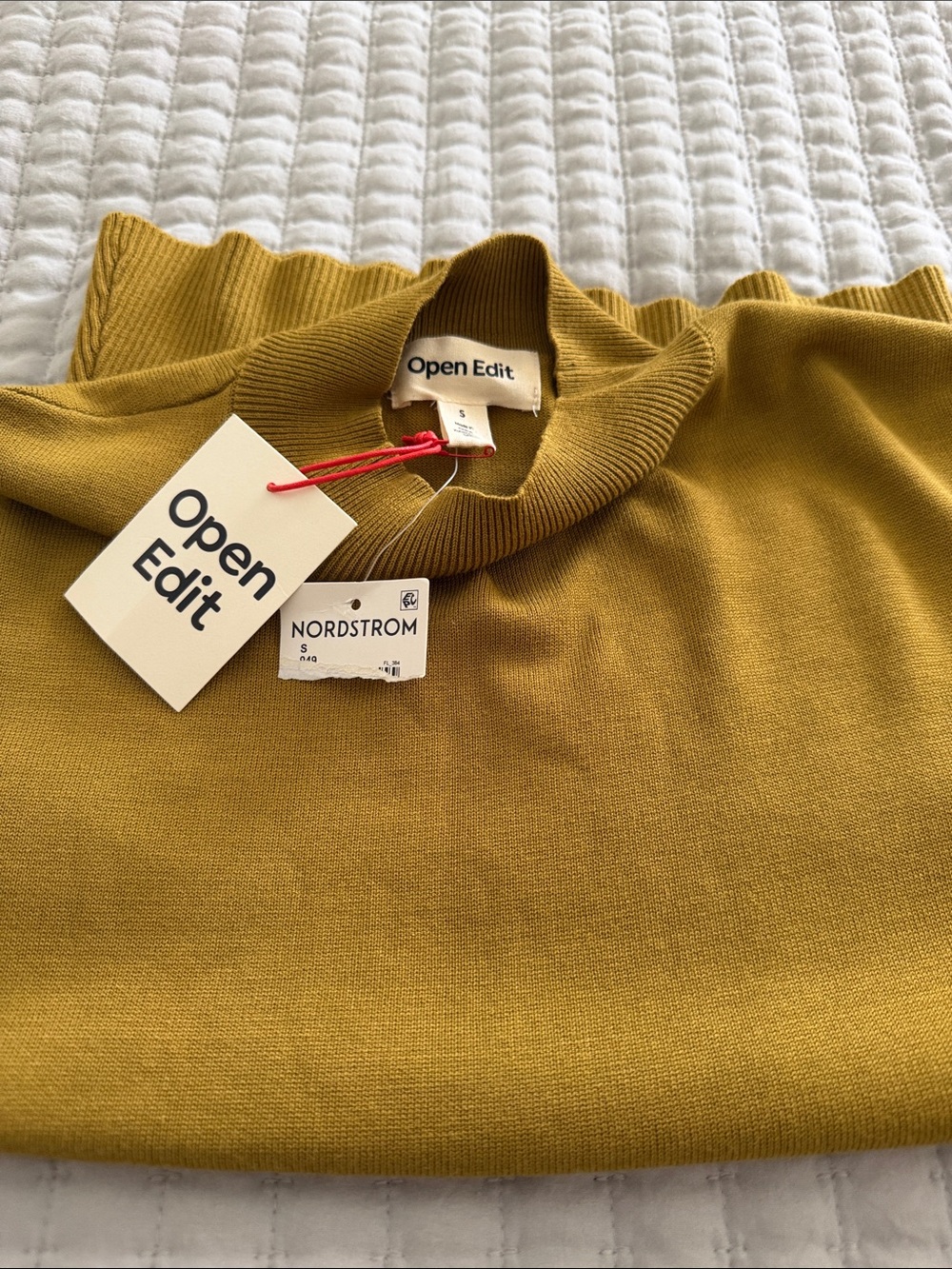 Open Edit Women's Mustard Crewneck Sweater